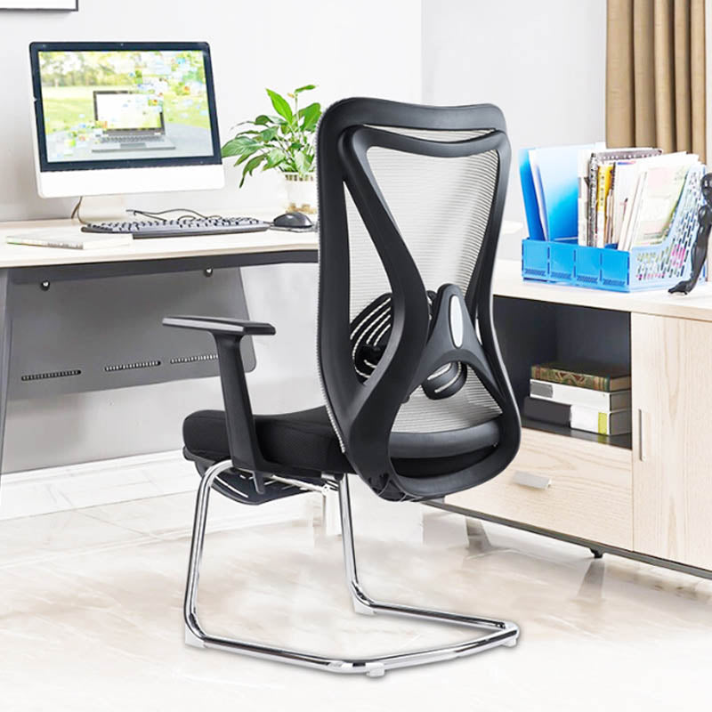 Fixed Arms Office Chair No Wheels Modern Upholstered No Distressing Desk Chair