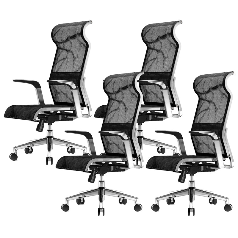 Modern Black Swivel Chair Adjustable Seat Height Fixed Arms Office Chair