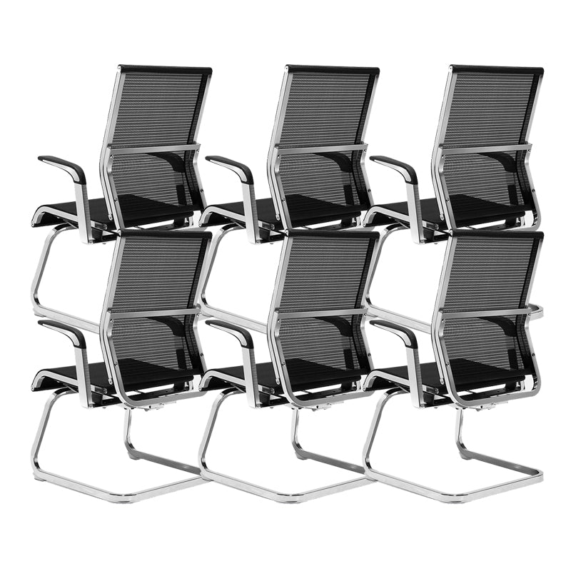 Modern Black Swivel Chair Adjustable Seat Height Fixed Arms Office Chair