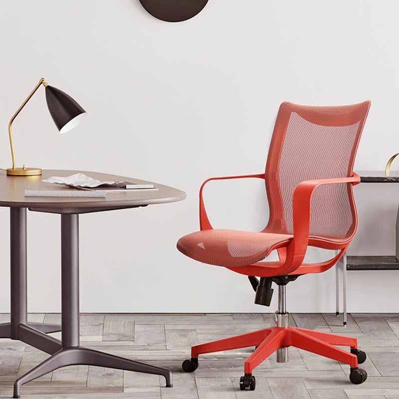 Modern Fixed Arms Desk Chair Mesh-back Task Chair for Office