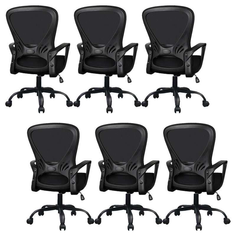 Contemporary Mesh Arm Chair Adjustable Seat Height Office Chair with Wheels