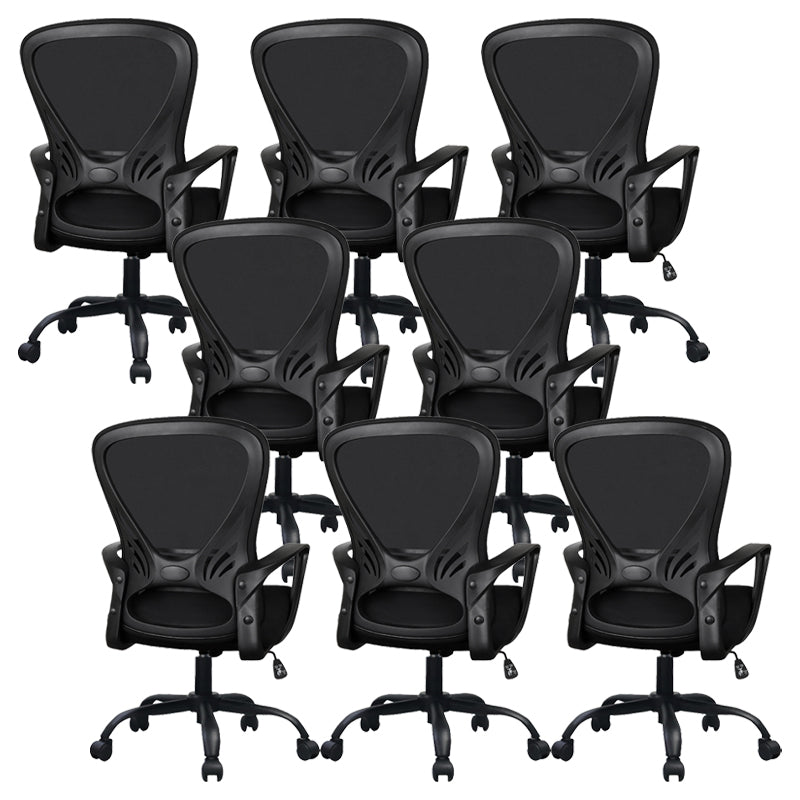 Contemporary Mesh Arm Chair Adjustable Seat Height Office Chair with Wheels