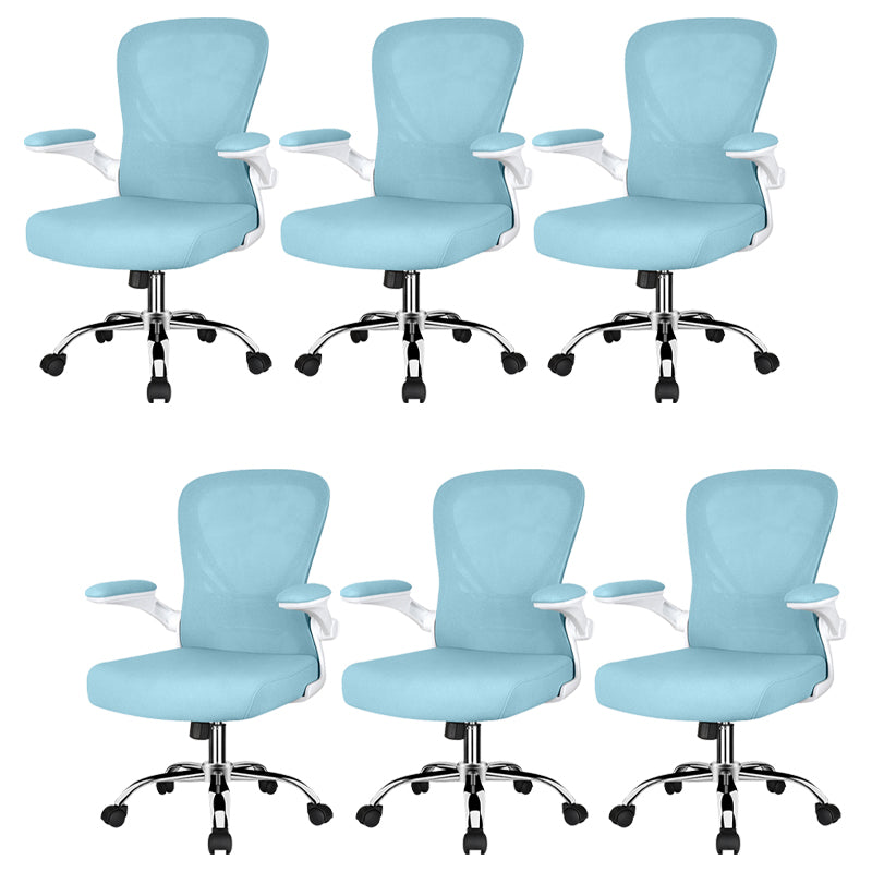 Contemporary Mesh Arm Chair Adjustable Seat Height Office Chair with Wheels