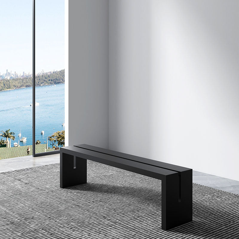 Contemporary Wooden Bench Bedroom Seating Bench in Black with Legs