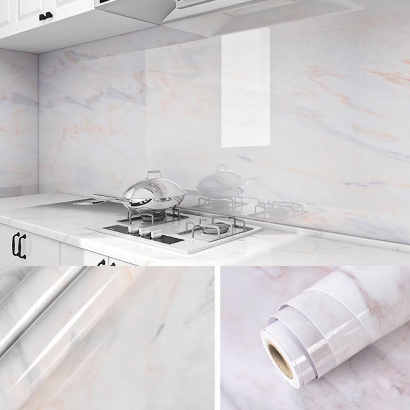 Contemporary Waterproof Single Tile Marble Print Peel and Stick Bathroom Backsplash Tile