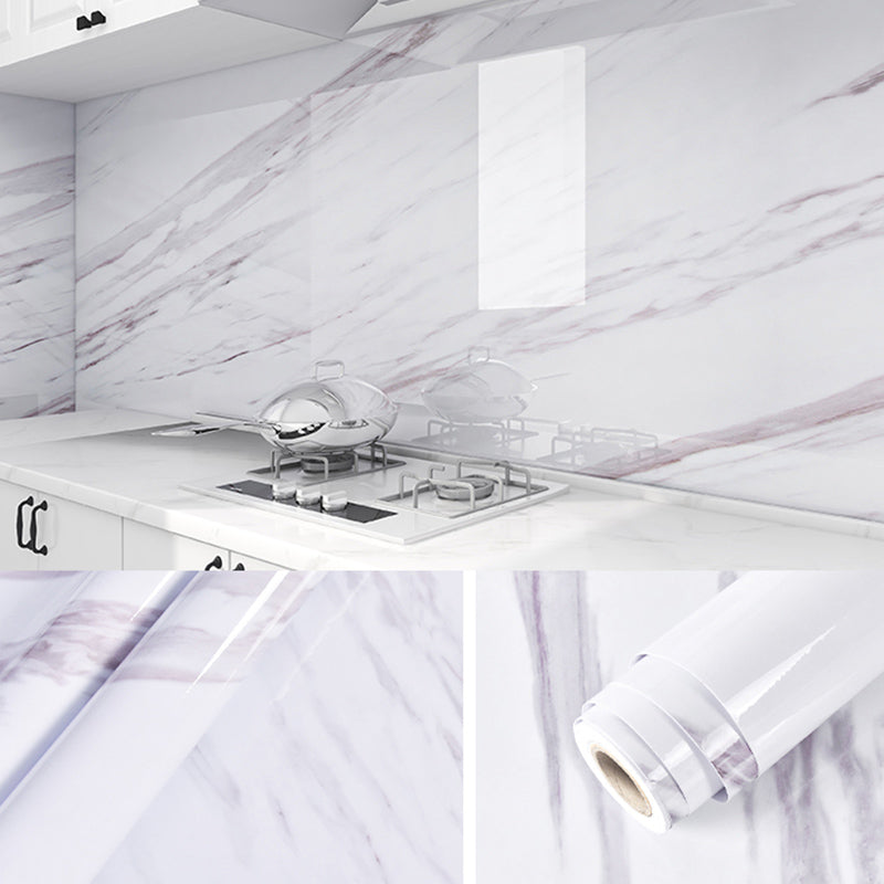 Contemporary Waterproof Single Tile Marble Print Peel and Stick Bathroom Backsplash Tile