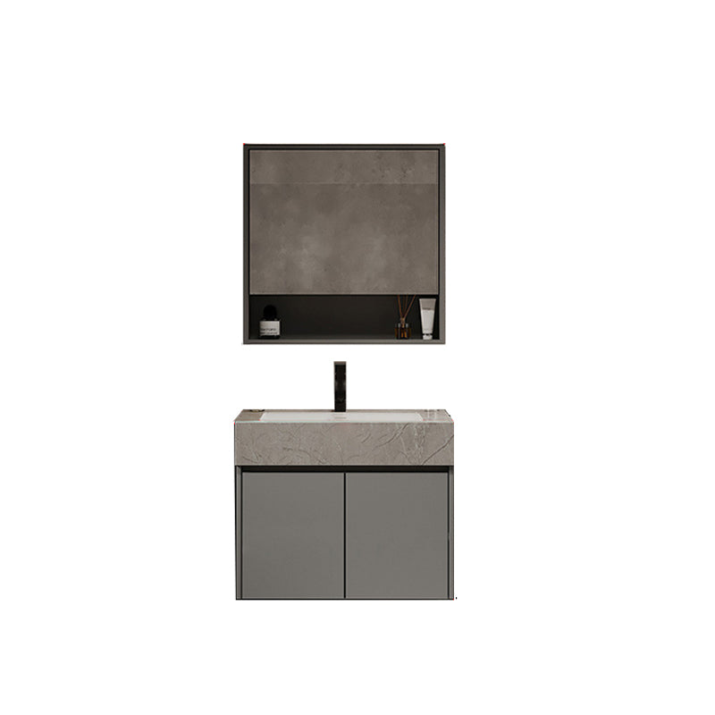 Modern Glass Vanity Sink Bathroom Wall-Mounted Vanity Cabinet with Mirror Cabinet