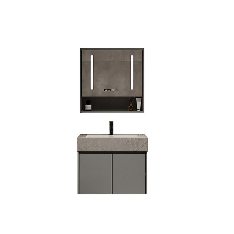 Modern Glass Vanity Sink Bathroom Wall-Mounted Vanity Cabinet with Mirror Cabinet