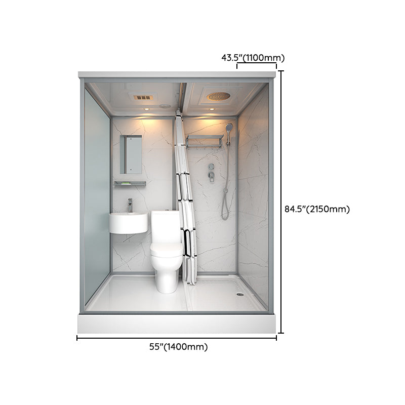 Modern Rectangular Sliding Shower Enclosure Framed Shower Enclosure with Tempered Glass