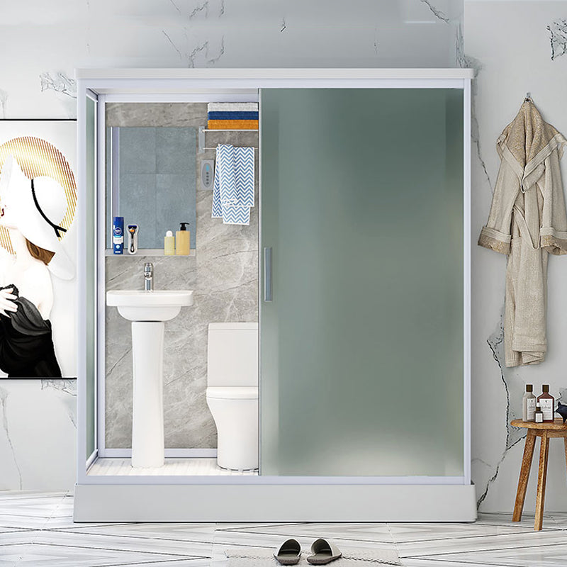 Contemporary Shower Stall Frosted Shower Stall with White Base