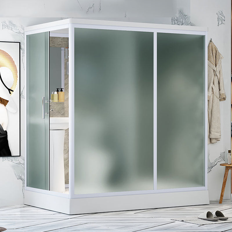 Contemporary Shower Stall Frosted Shower Stall with White Base