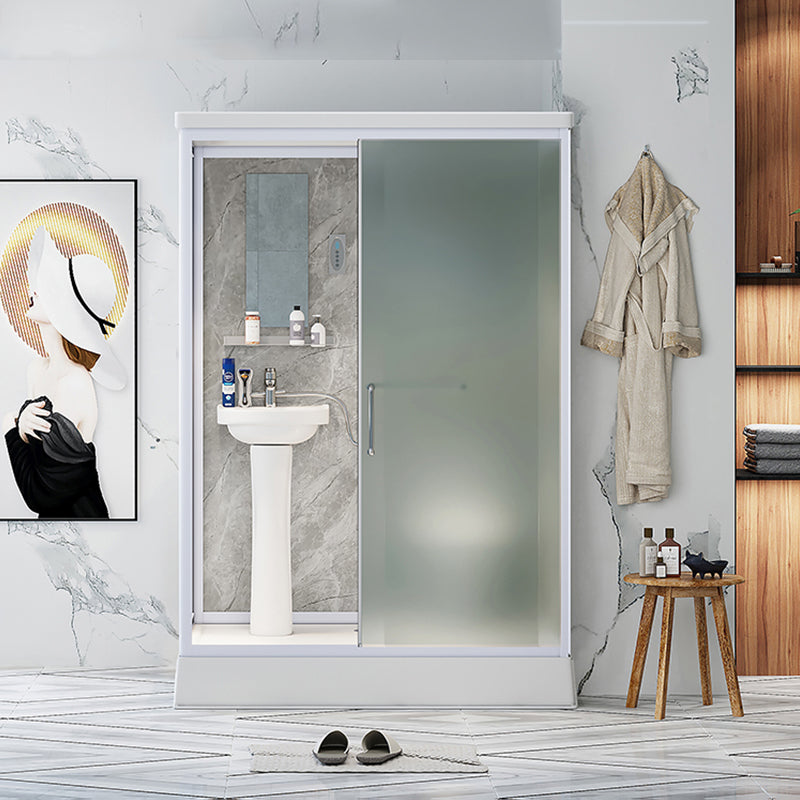 Contemporary Shower Stall Frosted Shower Stall with White Base