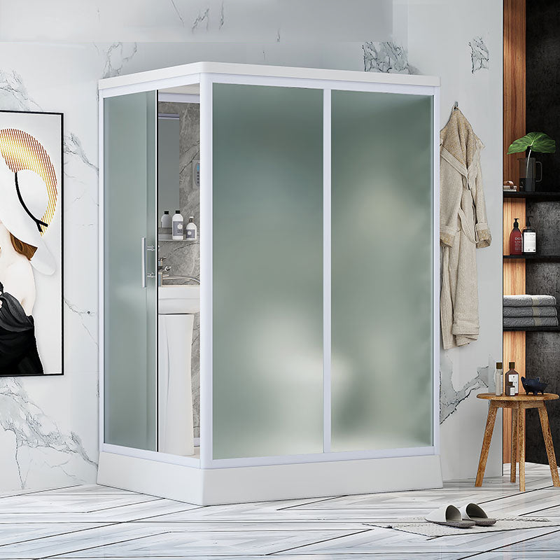 Contemporary Shower Stall Frosted Shower Stall with White Base