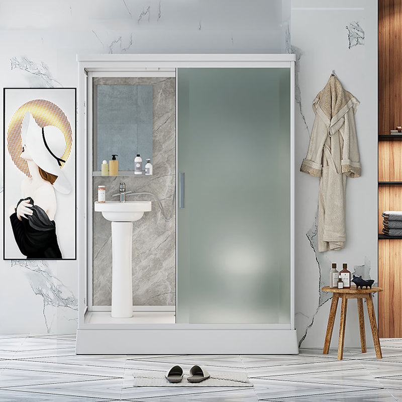 Contemporary Shower Stall Frosted Shower Stall with White Base