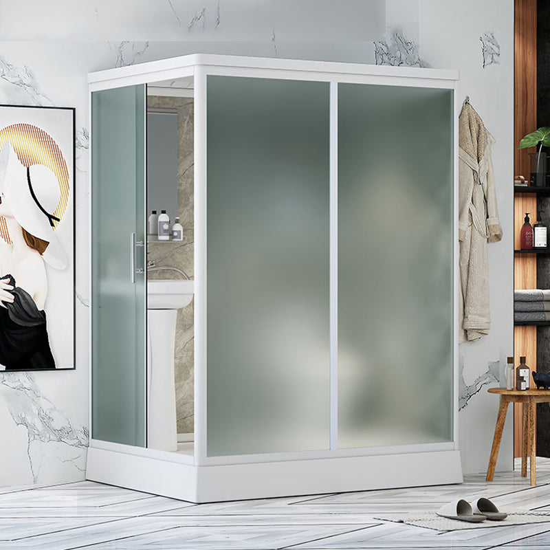 Contemporary Shower Stall Frosted Shower Stall with White Base