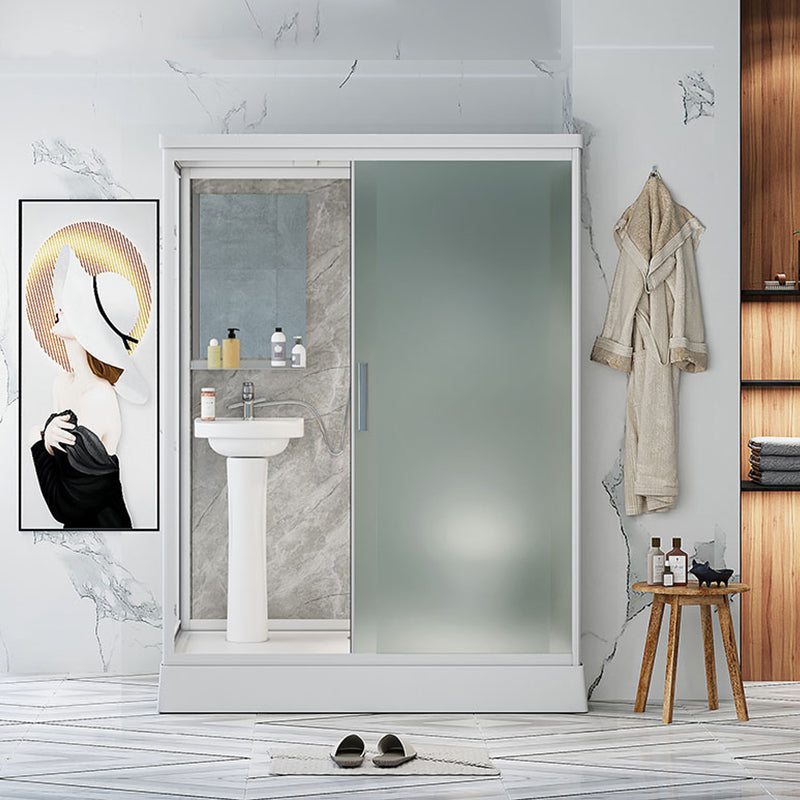 Contemporary Shower Stall Frosted Shower Stall with White Base