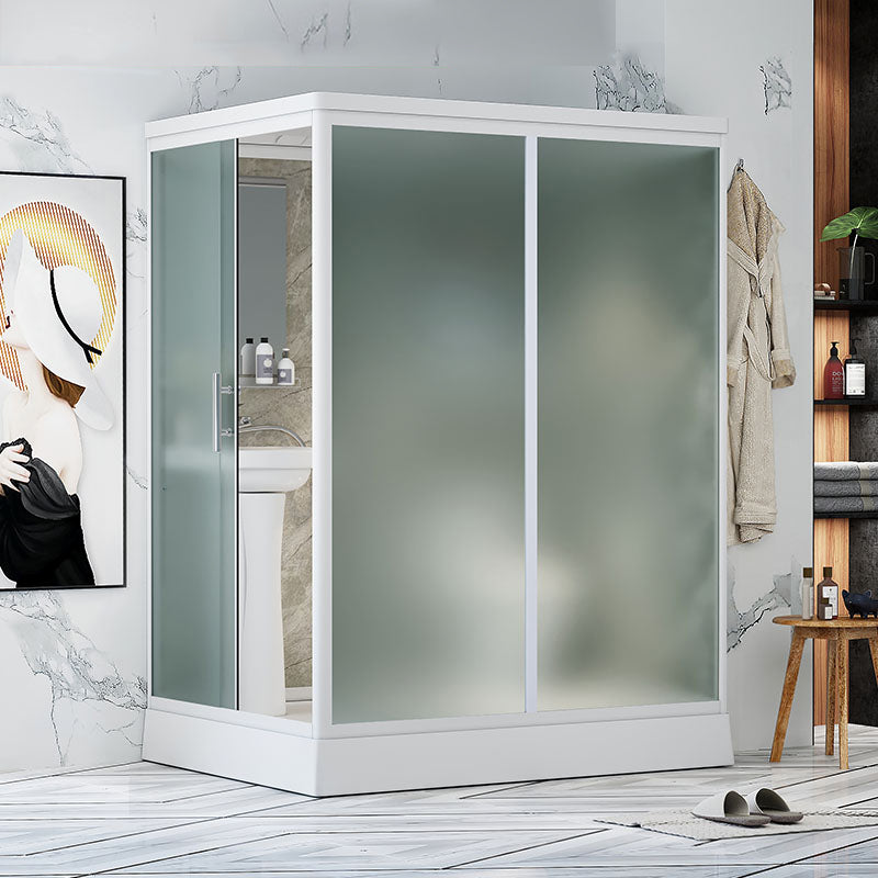 Contemporary Shower Stall Frosted Shower Stall with White Base