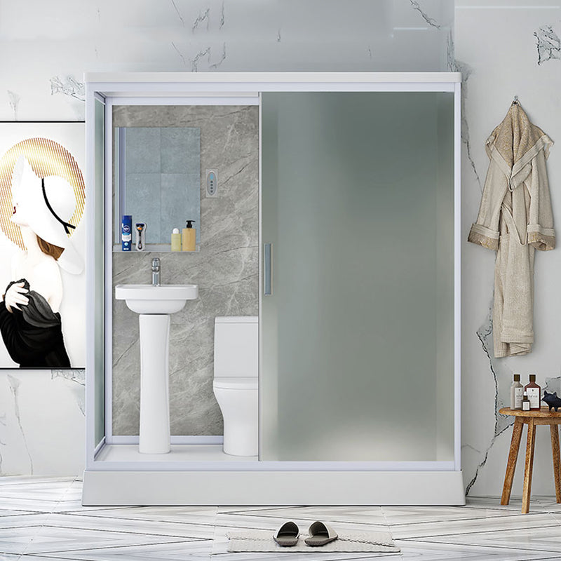 Contemporary Shower Stall Frosted Shower Stall with White Base