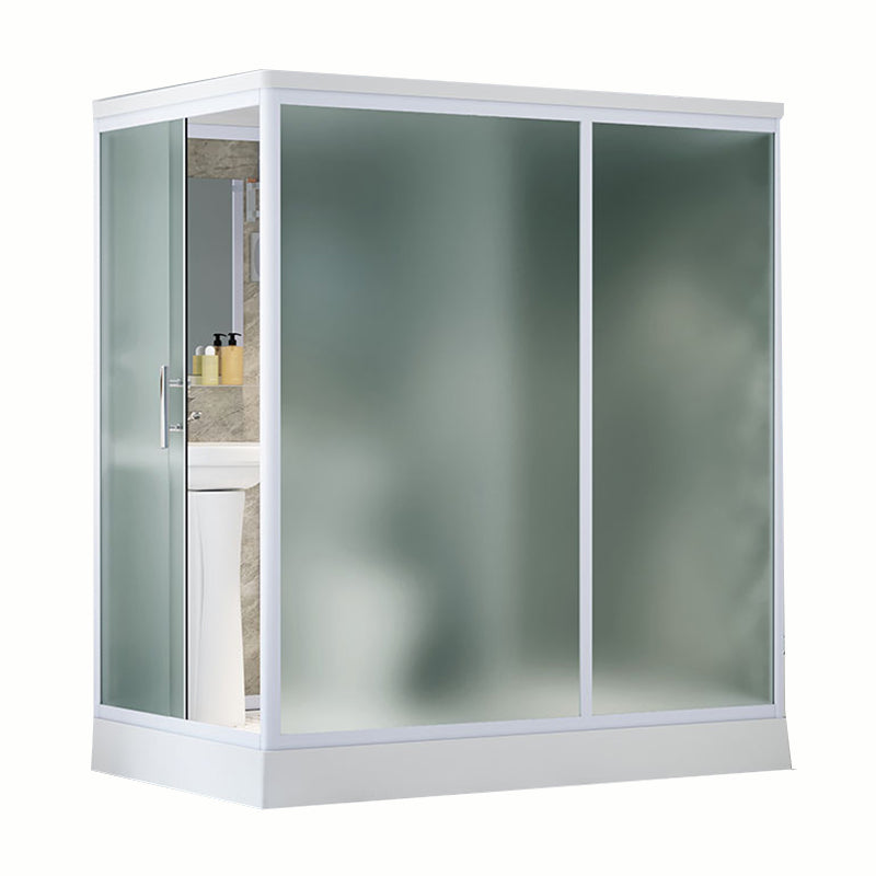 Contemporary Shower Stall Frosted Shower Stall with White Base