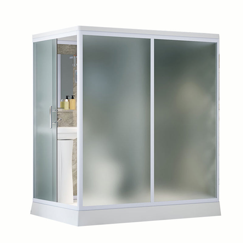 Contemporary Shower Stall Frosted Shower Stall with White Base