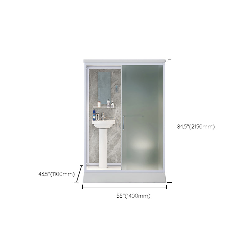 Contemporary Shower Stall Frosted Shower Stall with White Base