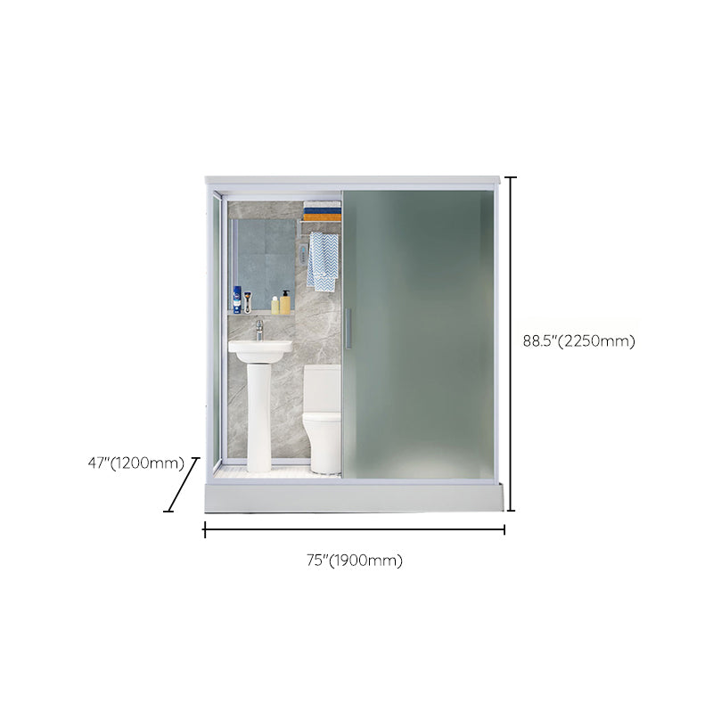 Contemporary Shower Stall Frosted Shower Stall with White Base