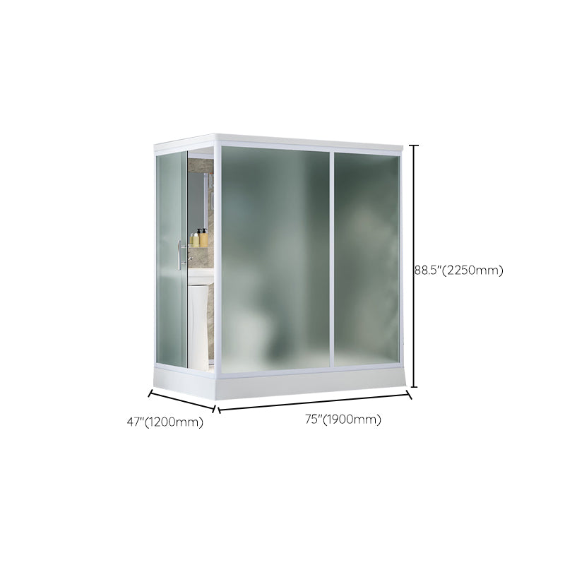 Contemporary Shower Stall Frosted Shower Stall with White Base