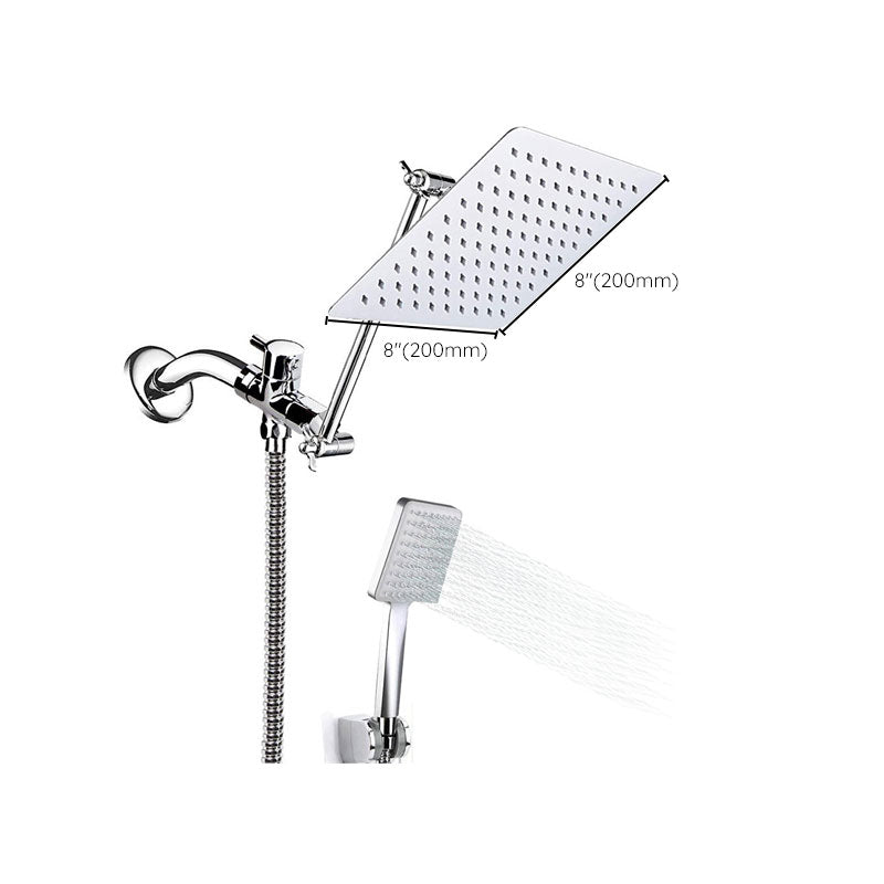 Pull down Dual Shower Head Square High Arch Shower Head Combo in Chrome