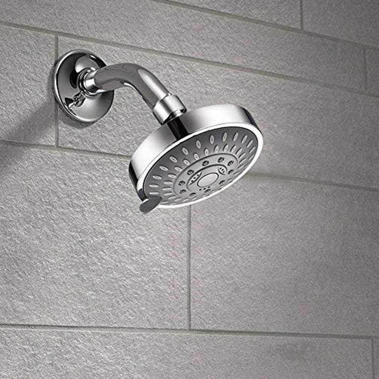 Modern Standard 5 Setting Shower Head Round Metal Adjustable Spray Pattern Showerhead