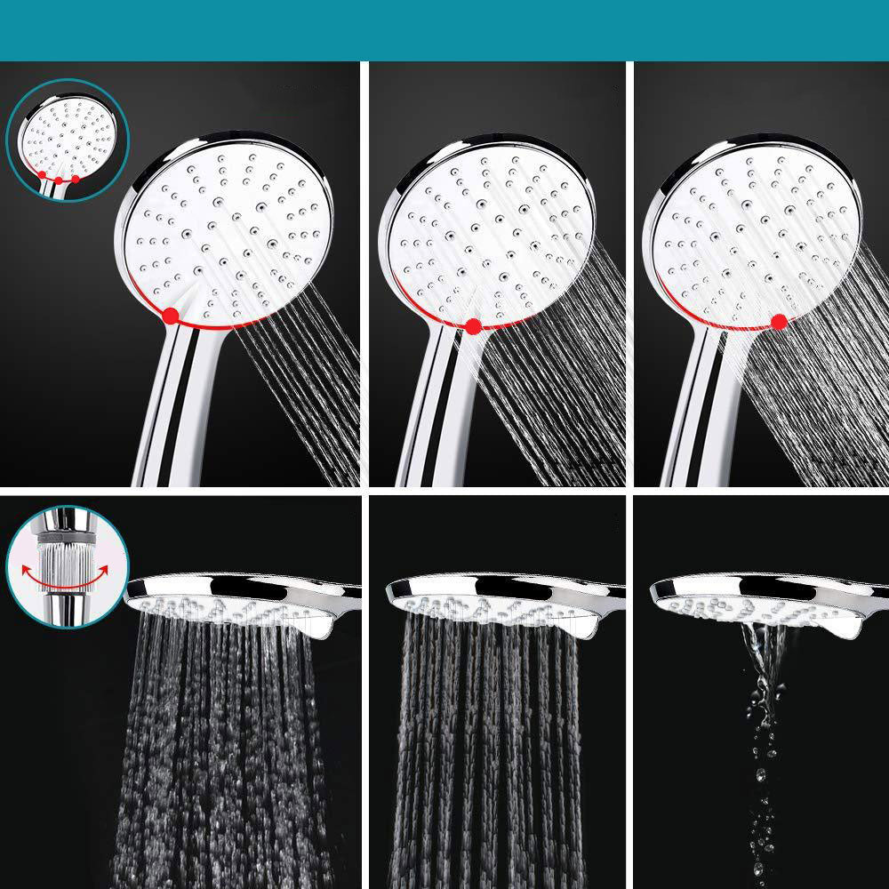 Standard Double Shower Set Round Metal Adjustable Spray Pattern Showerhead in Silver