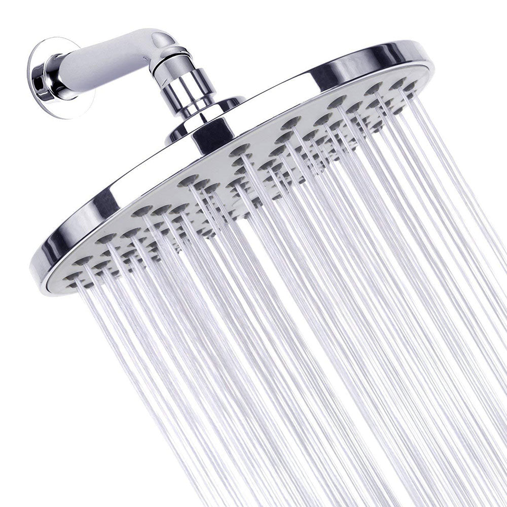 Contemporary Fixed Shower Head Round Shower Head Combo in Silver