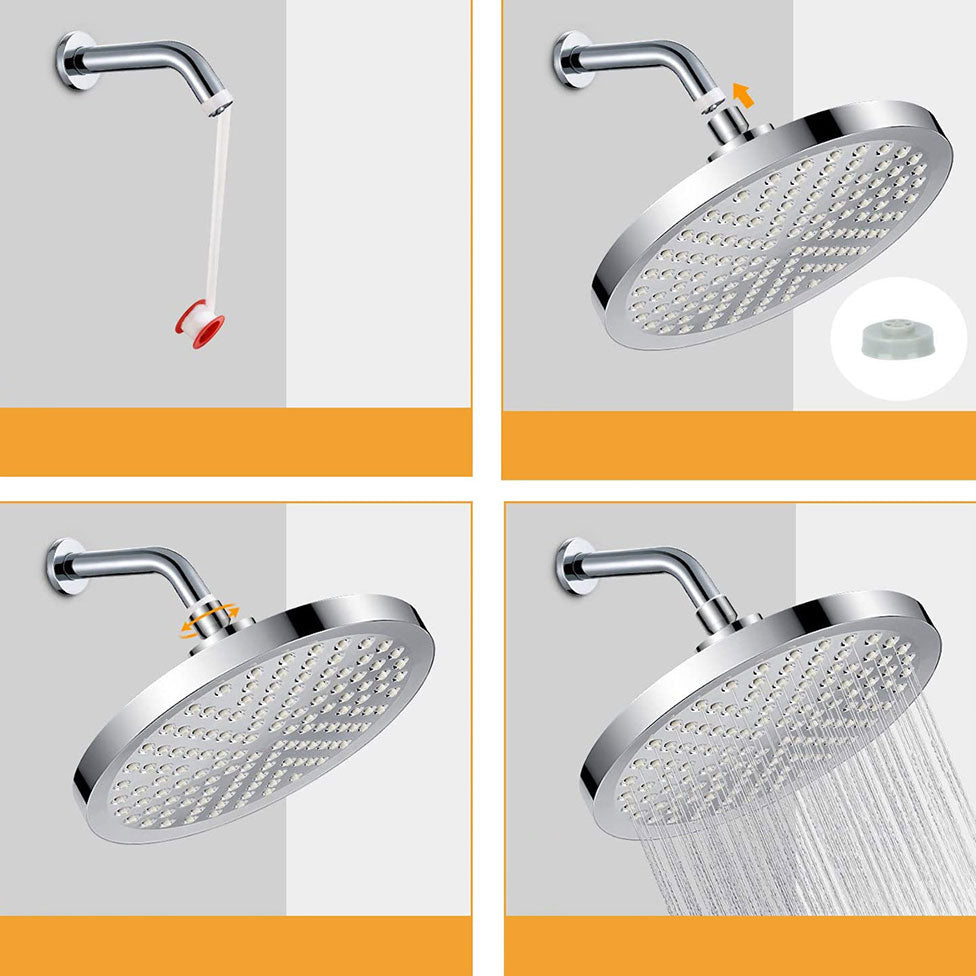 Contemporary Fixed Shower Head Round Metal Spray Head in Silver