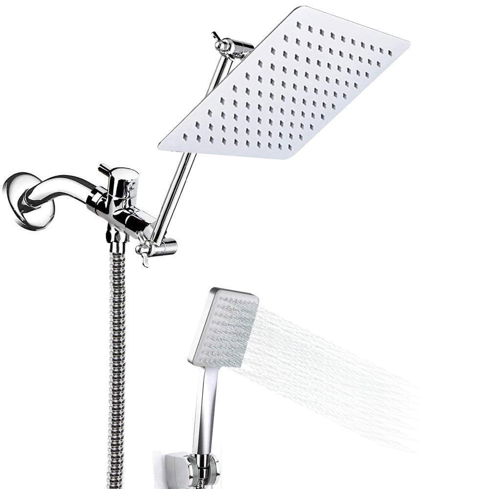 Contemporary Shower Head Combo Polished Stainless Steel Wall-Mount Shower Head