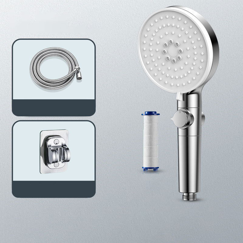 Contemporary Handheld Shower Head Round Shower Head Combo in Silver