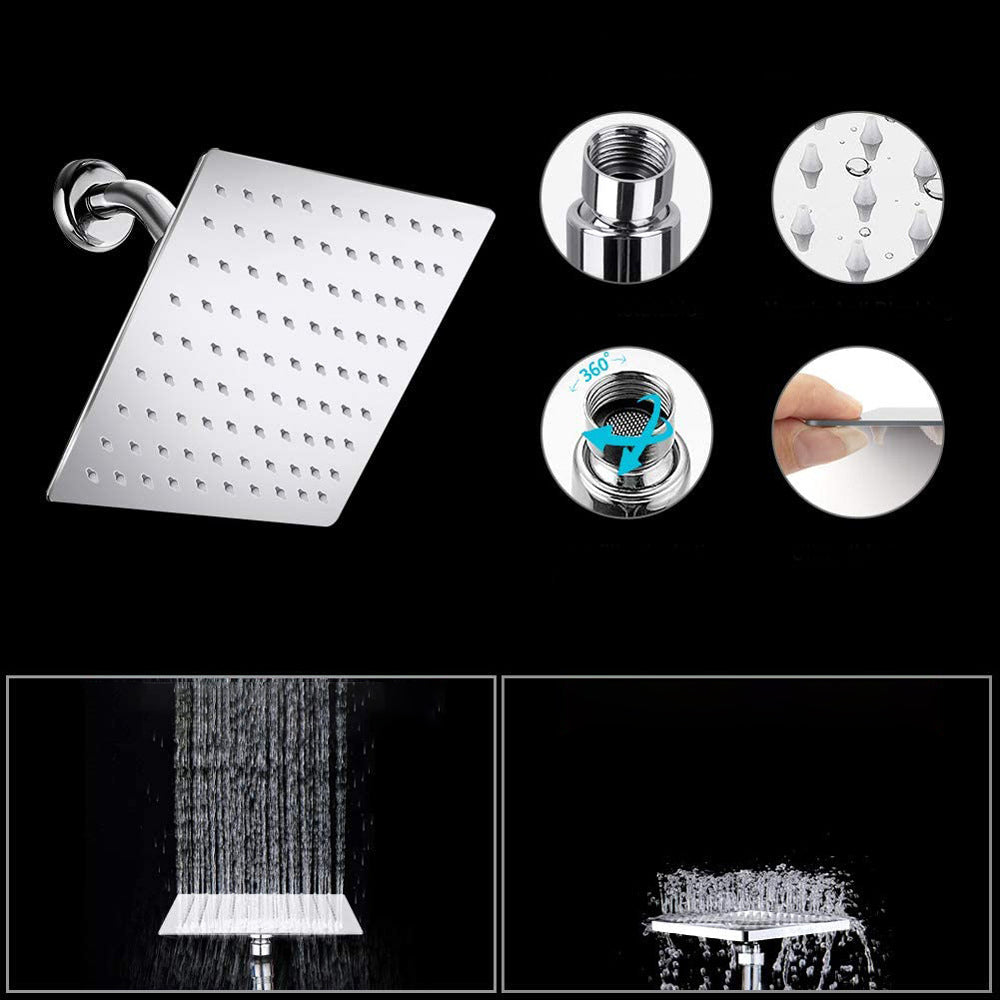 Modern Dual Shower Head Square High Arch Shower Head in Silver