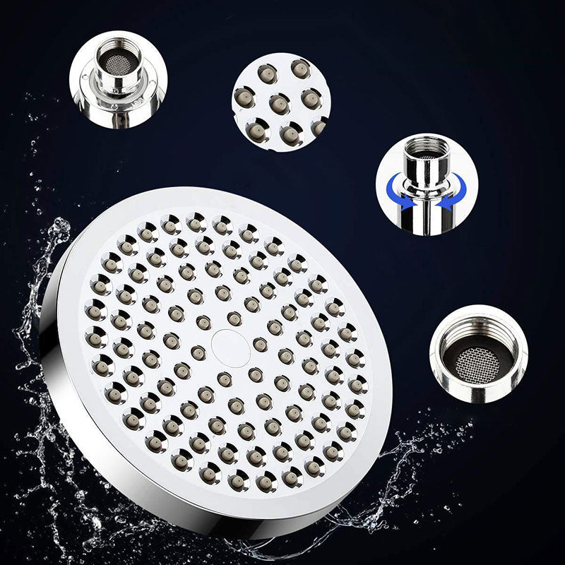 Modern Standard Double Shower Set Round Metal Adjustable Spray Pattern Showerhead