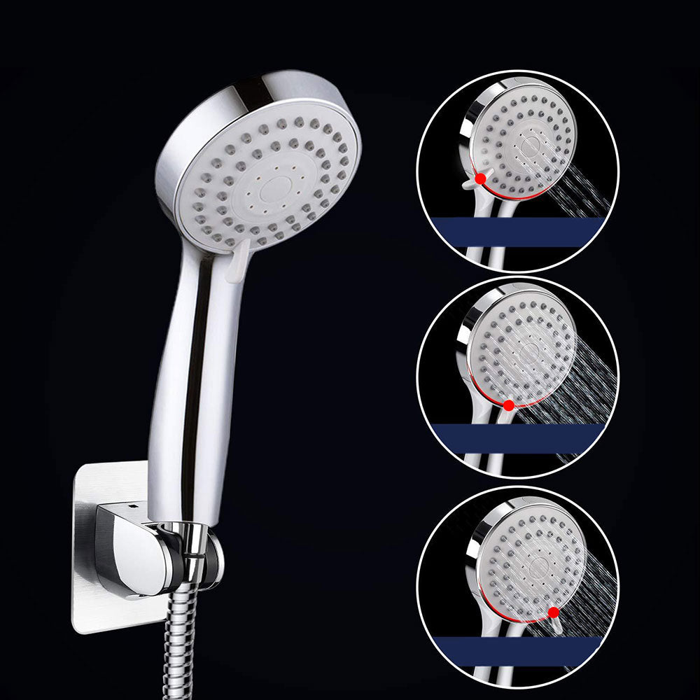 Modern Standard Double Shower Set Round Metal Adjustable Spray Pattern Showerhead