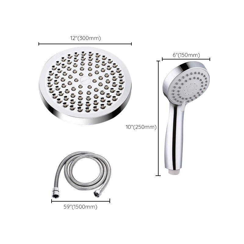 Modern Standard Double Shower Set Round Metal Adjustable Spray Pattern Showerhead