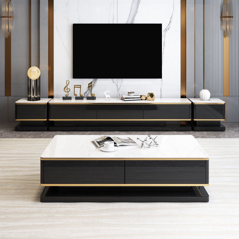 Enclosed Storage TV Media Stand Glam Media Console with Drawers