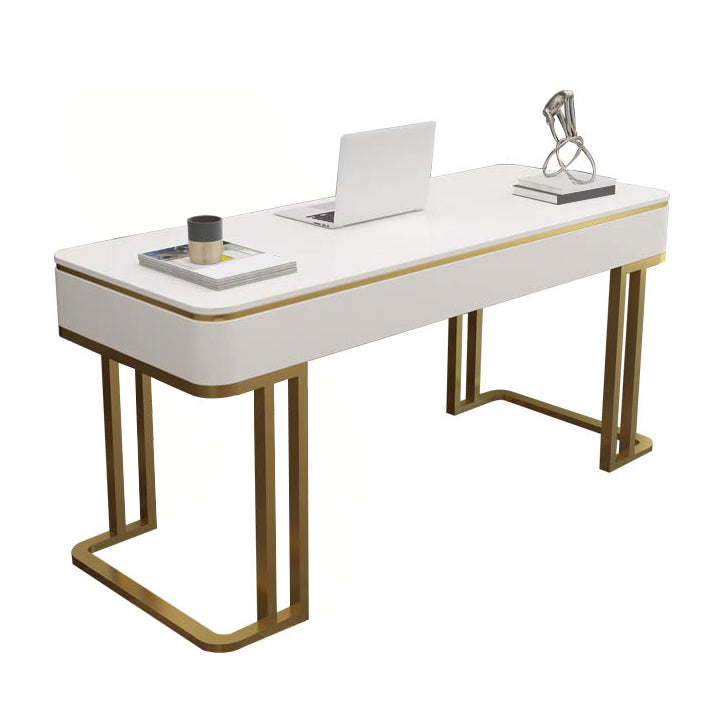 Glam Artificial Wood Office Desk Golden Writing Desk for Office