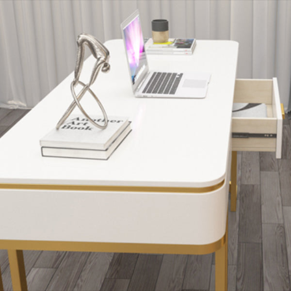 Glam Artificial Wood Office Desk Golden Writing Desk for Office