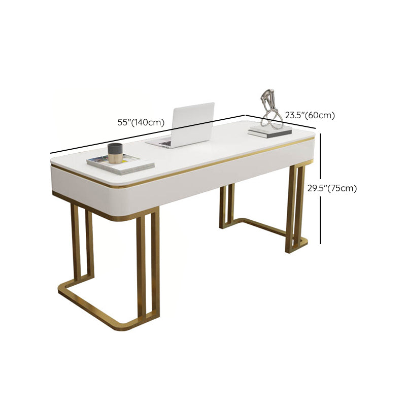 Glam Artificial Wood Office Desk Golden Writing Desk for Office