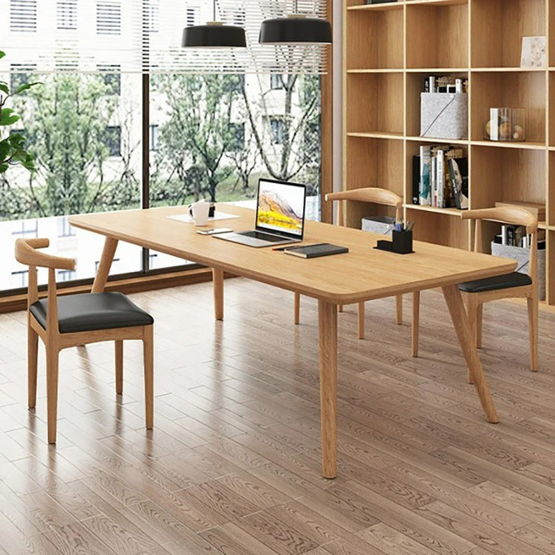 Rectangular Shaped Executive Desk Natural Writing Desk for Office