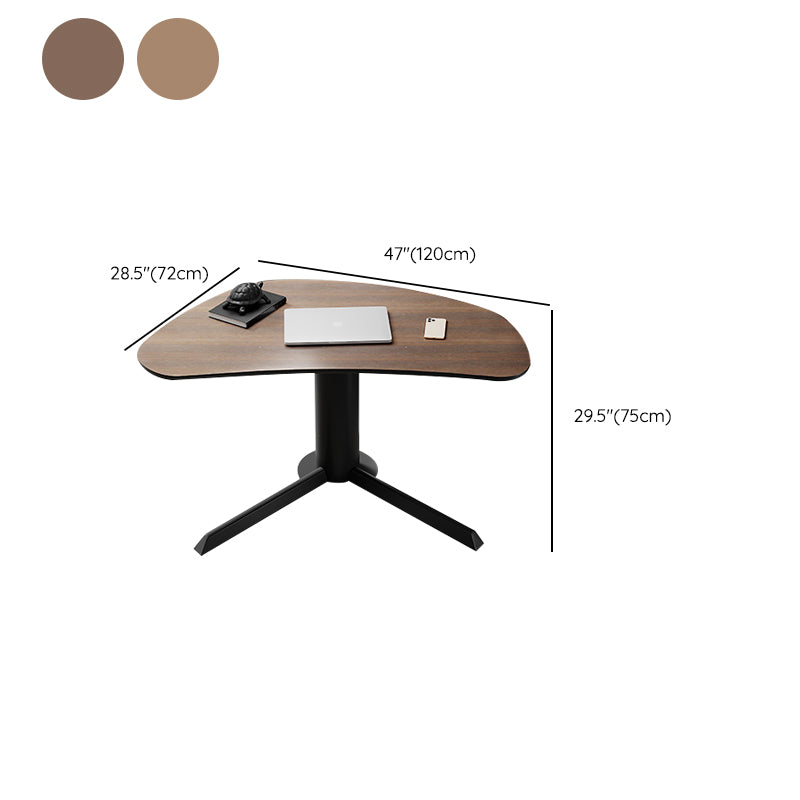 Irregular Shaped Wood Office Desk Brown Writing Desk for Home