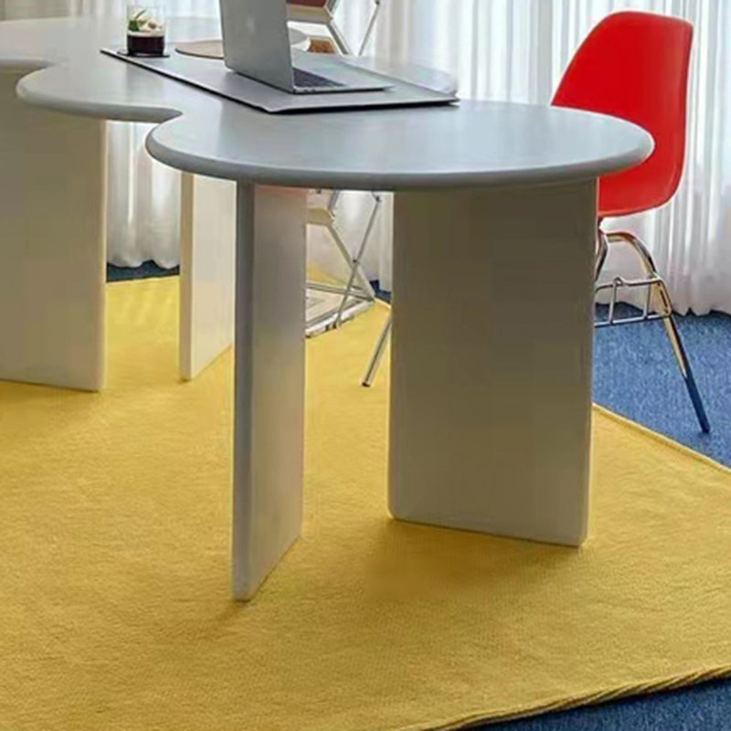 Irregular Shaped Wood Office Desk White/Black/Yellow Writing Desk for Office