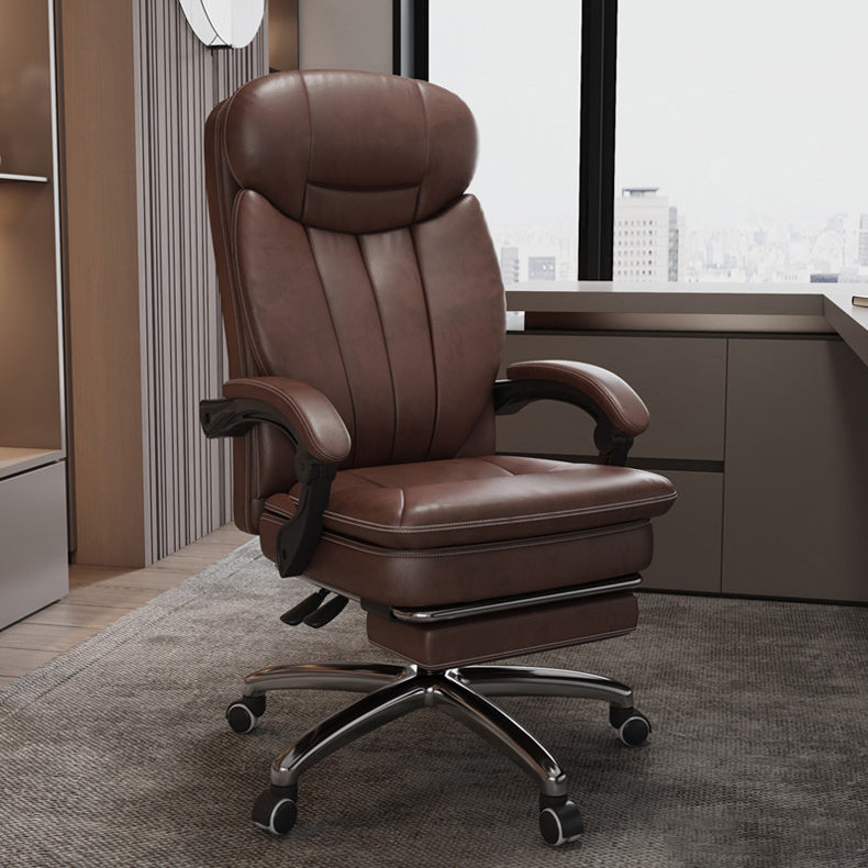 Modern Leather Swivel Chair Adjustable Seat Height Office Chair with Wheels