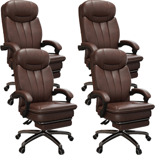 Modern Leather Swivel Chair Adjustable Seat Height Office Chair with Wheels