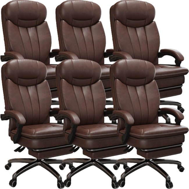 Modern Leather Swivel Chair Adjustable Seat Height Office Chair with Wheels