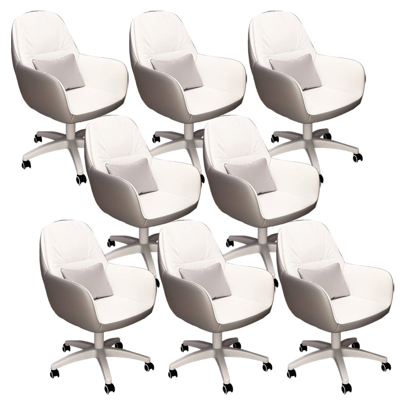 Contemporary Office Chair Ergonomic Upholstered Desk Chair with Wheels