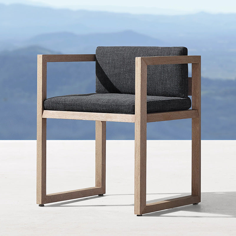 Solid Wood Patio Dining Chair in Brown Modern Upholstered Chairs